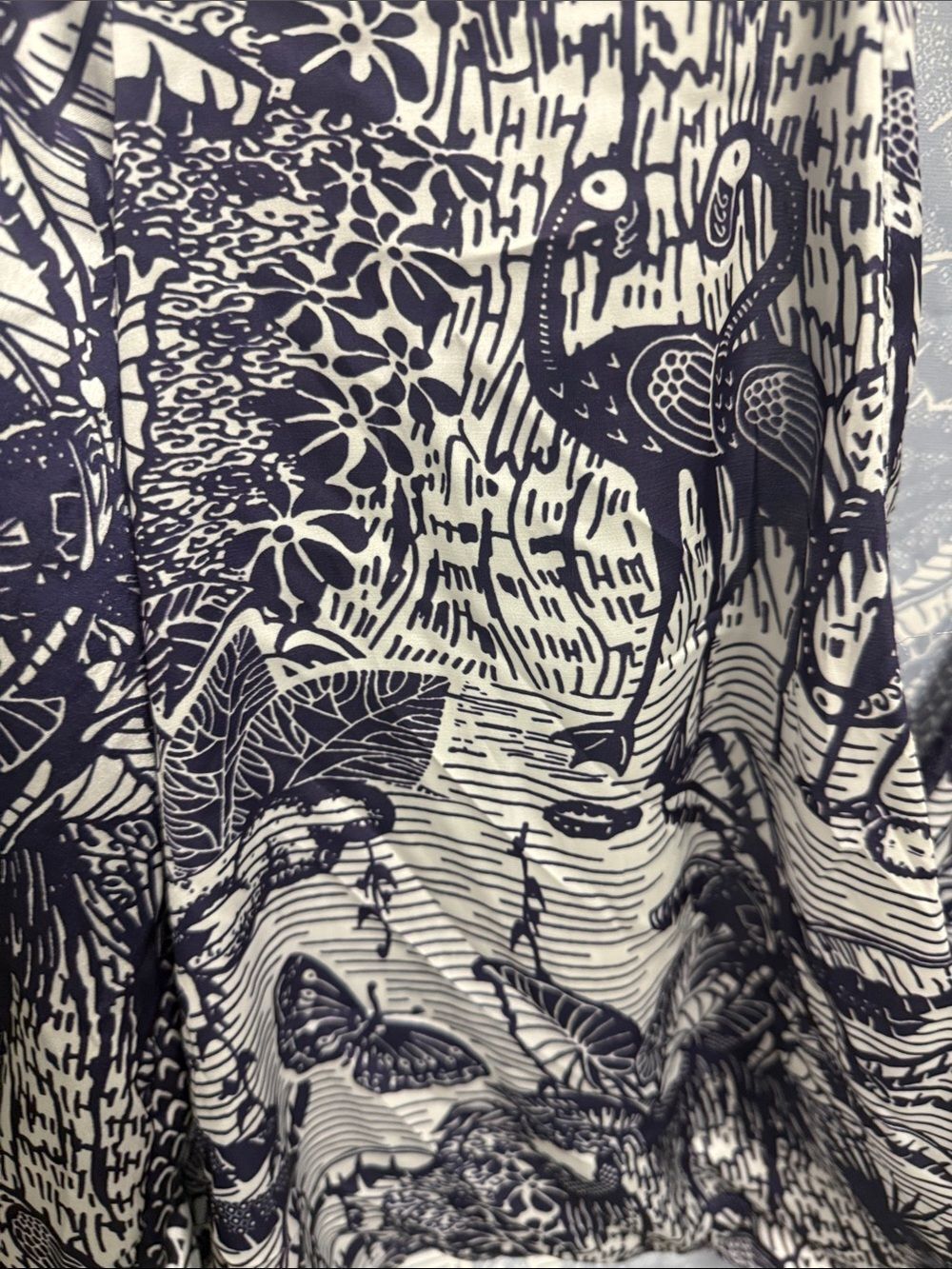 VINTAGE Christian Dior Purple & White Printed Wrap Cover Up Blouse - Picture 3 of 6